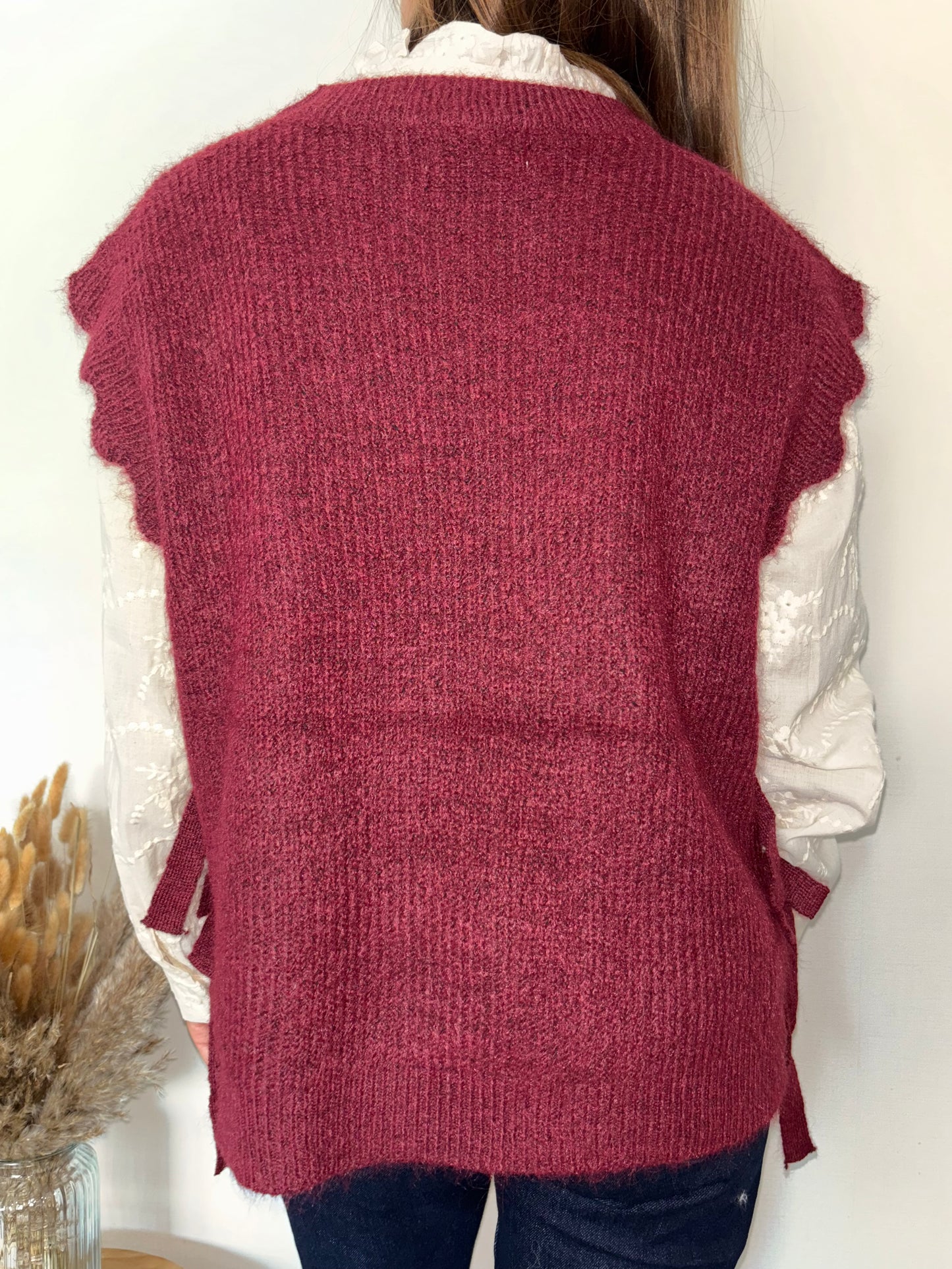 Pull sans manche bordeaux