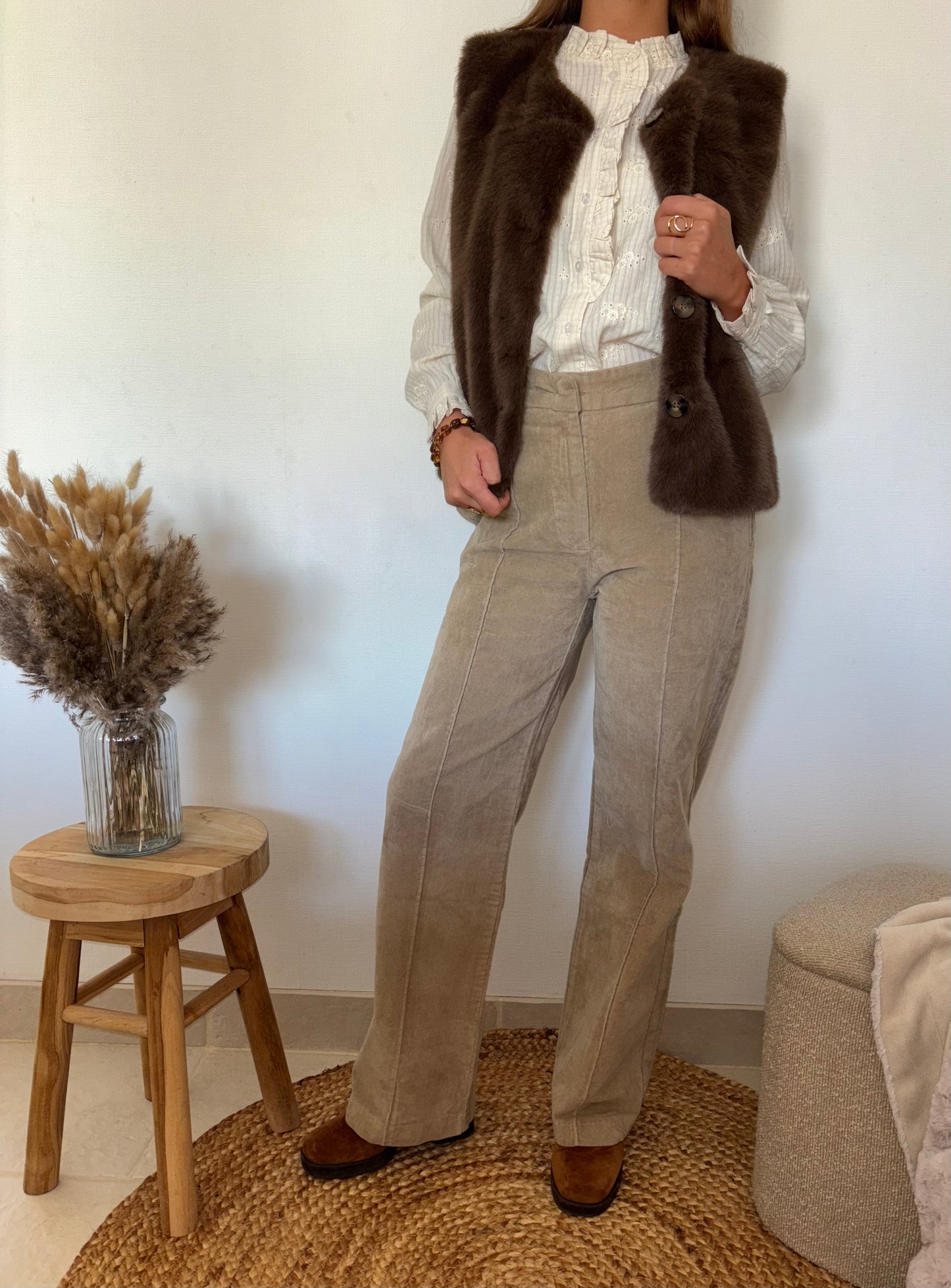 Pantalon large velours