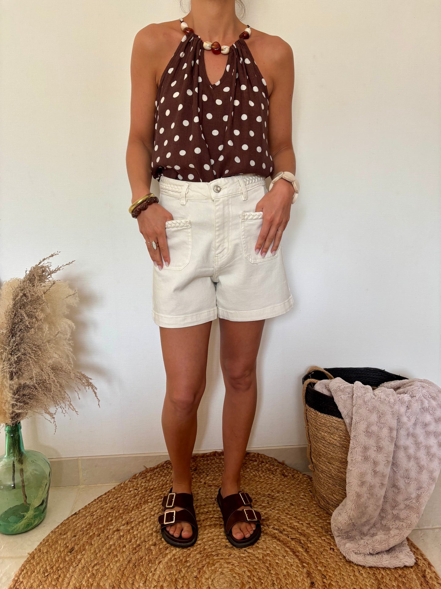 Short blanc cassé