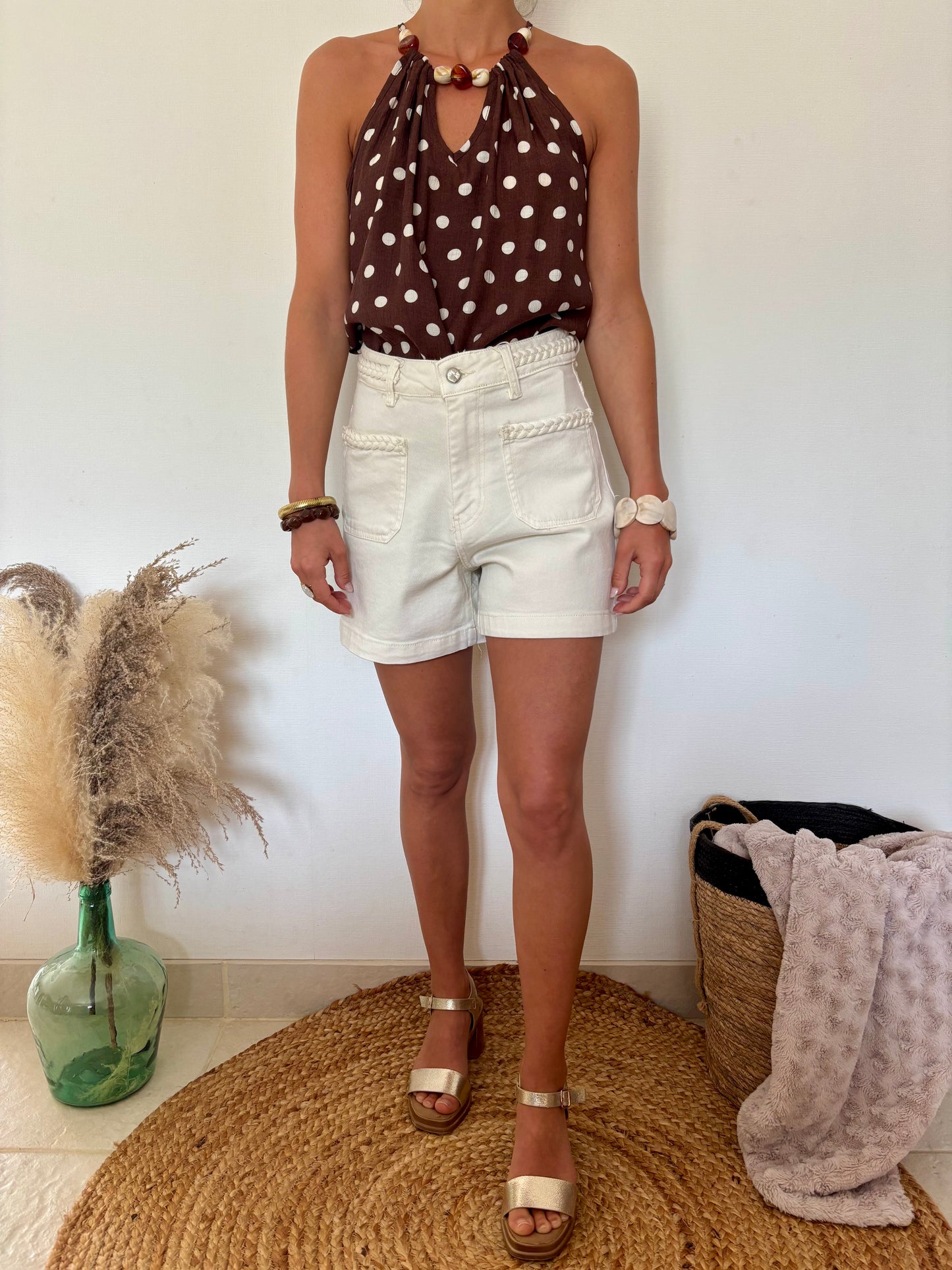 Short blanc cassé