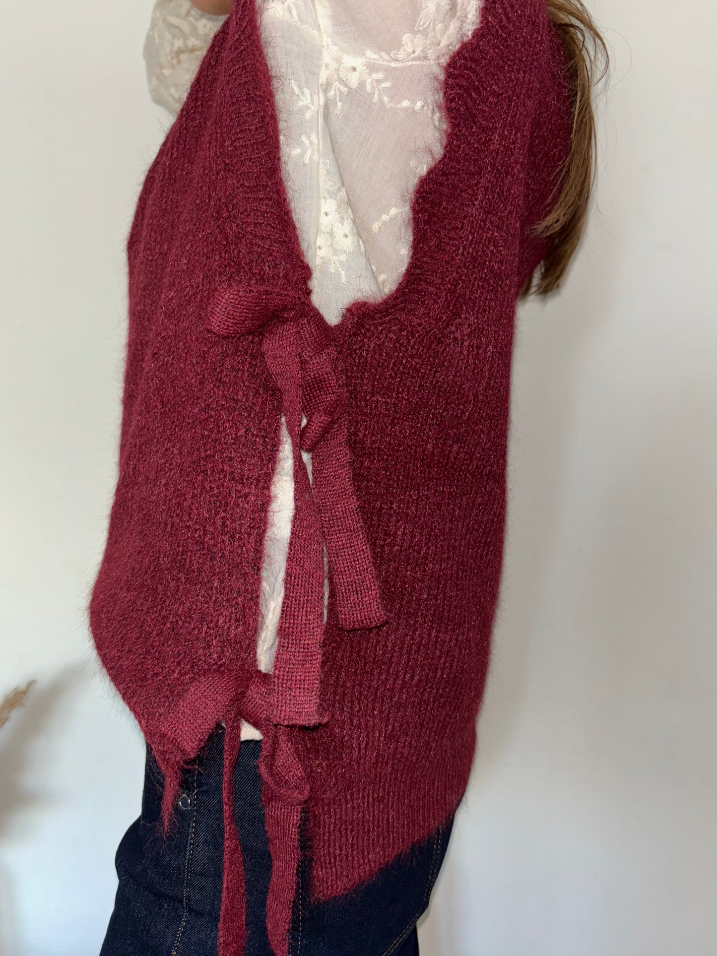 Pull sans manche bordeaux