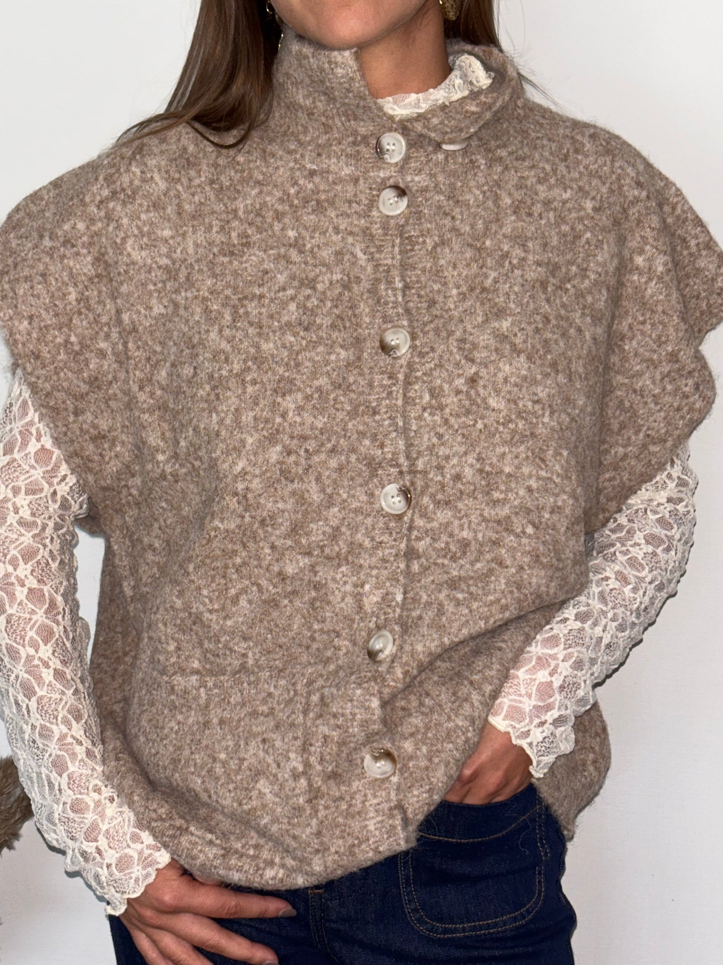 Gilet sans manche beige