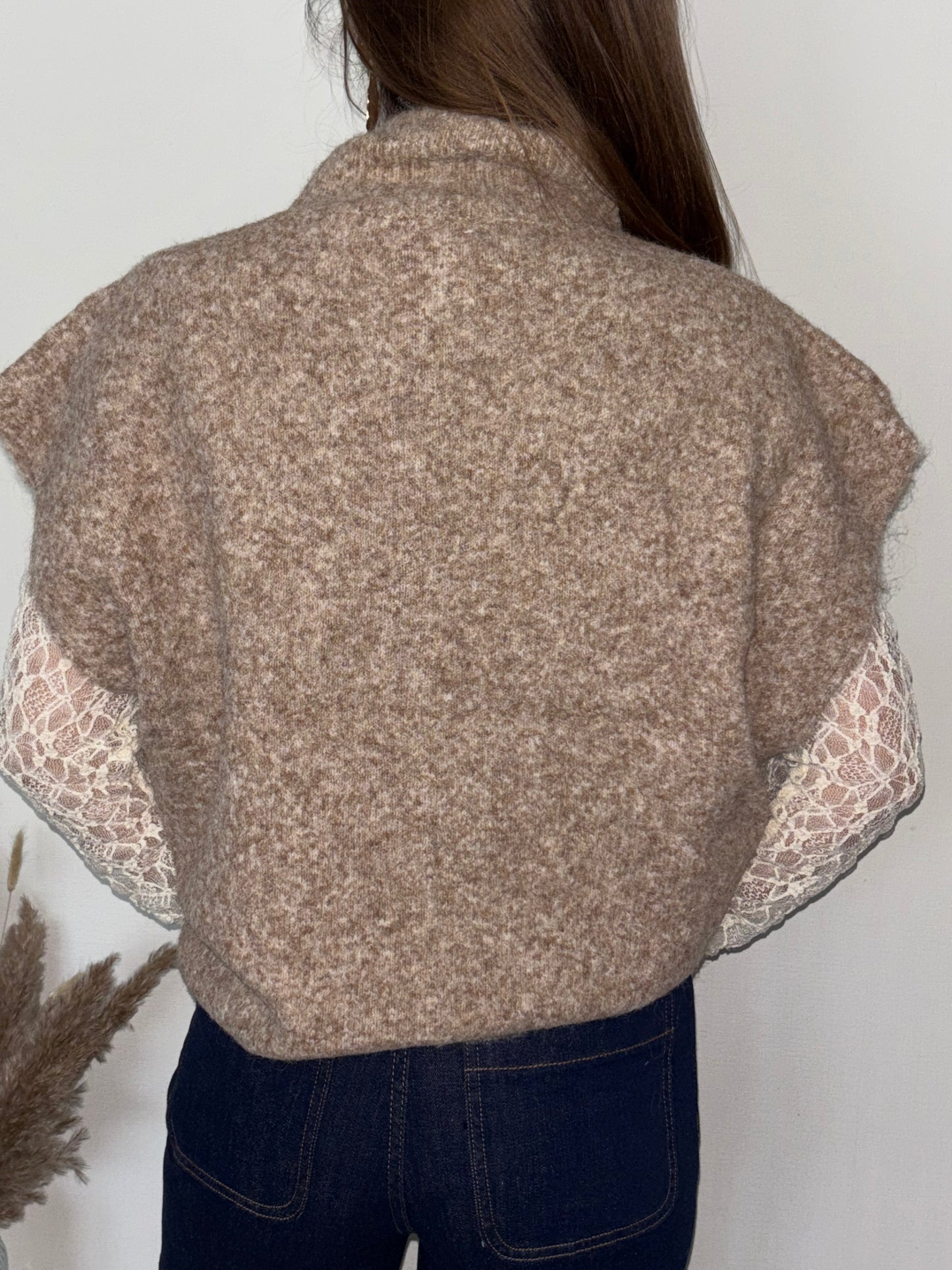 Gilet sans manche beige