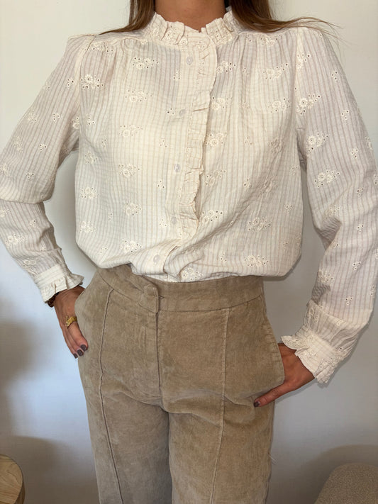 Chemisier Vichy blanc cassé