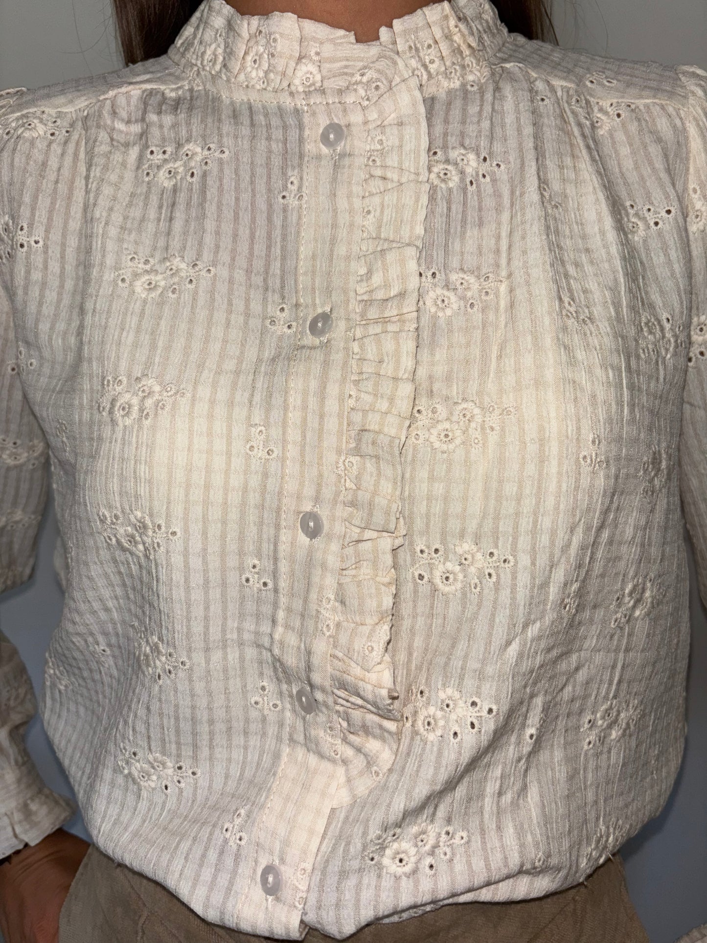 Chemisier Vichy blanc cassé