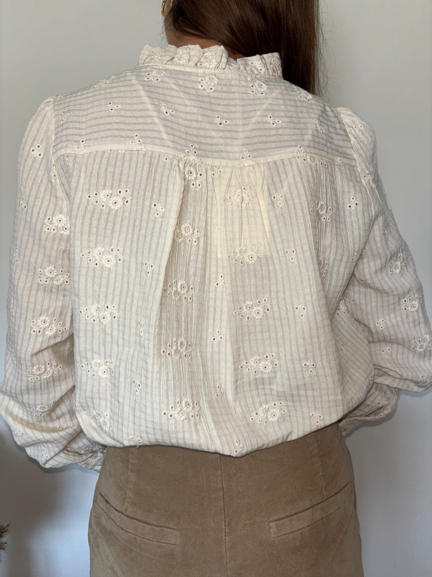 Chemisier Vichy blanc cassé