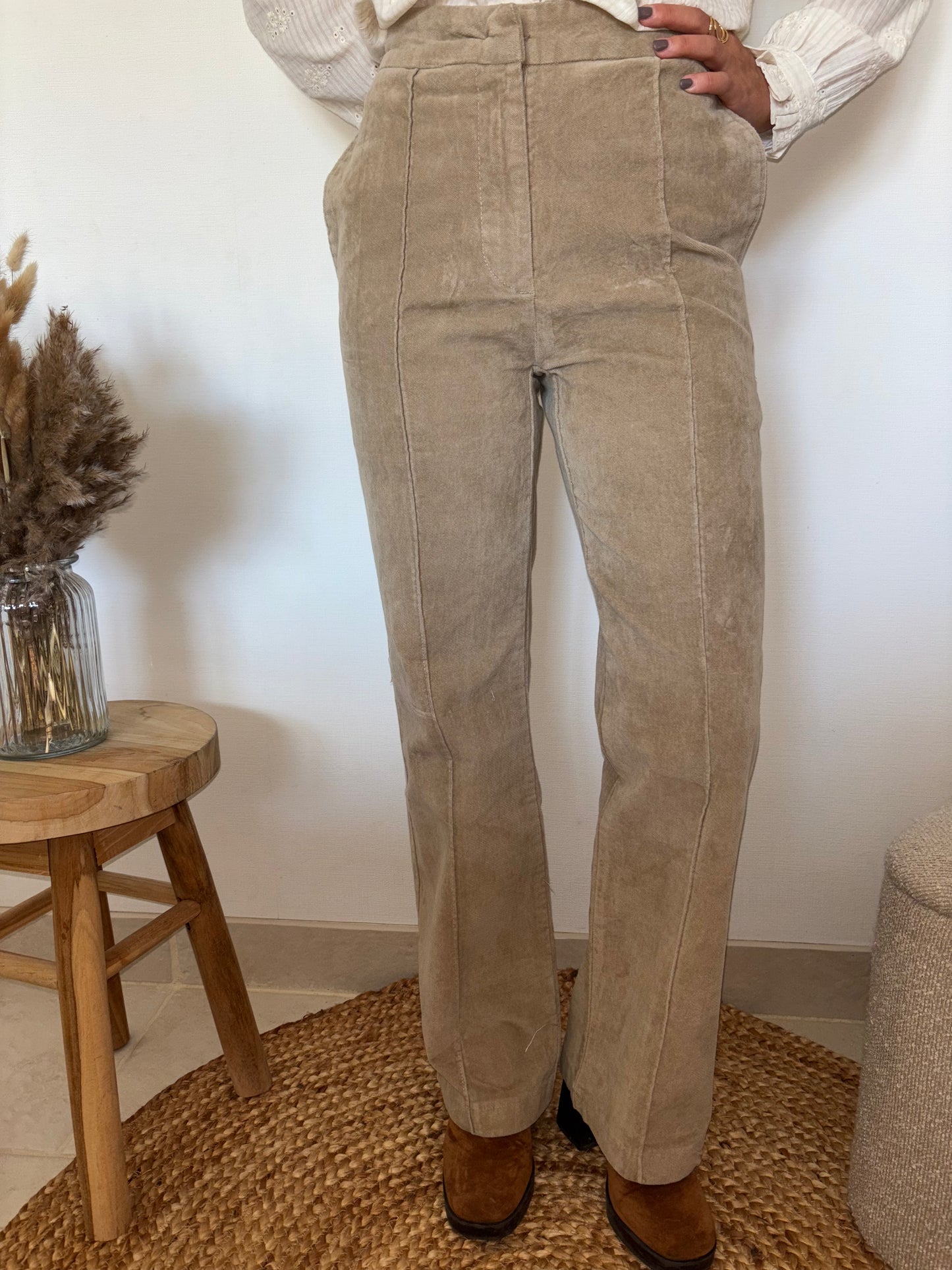 Pantalon large velours