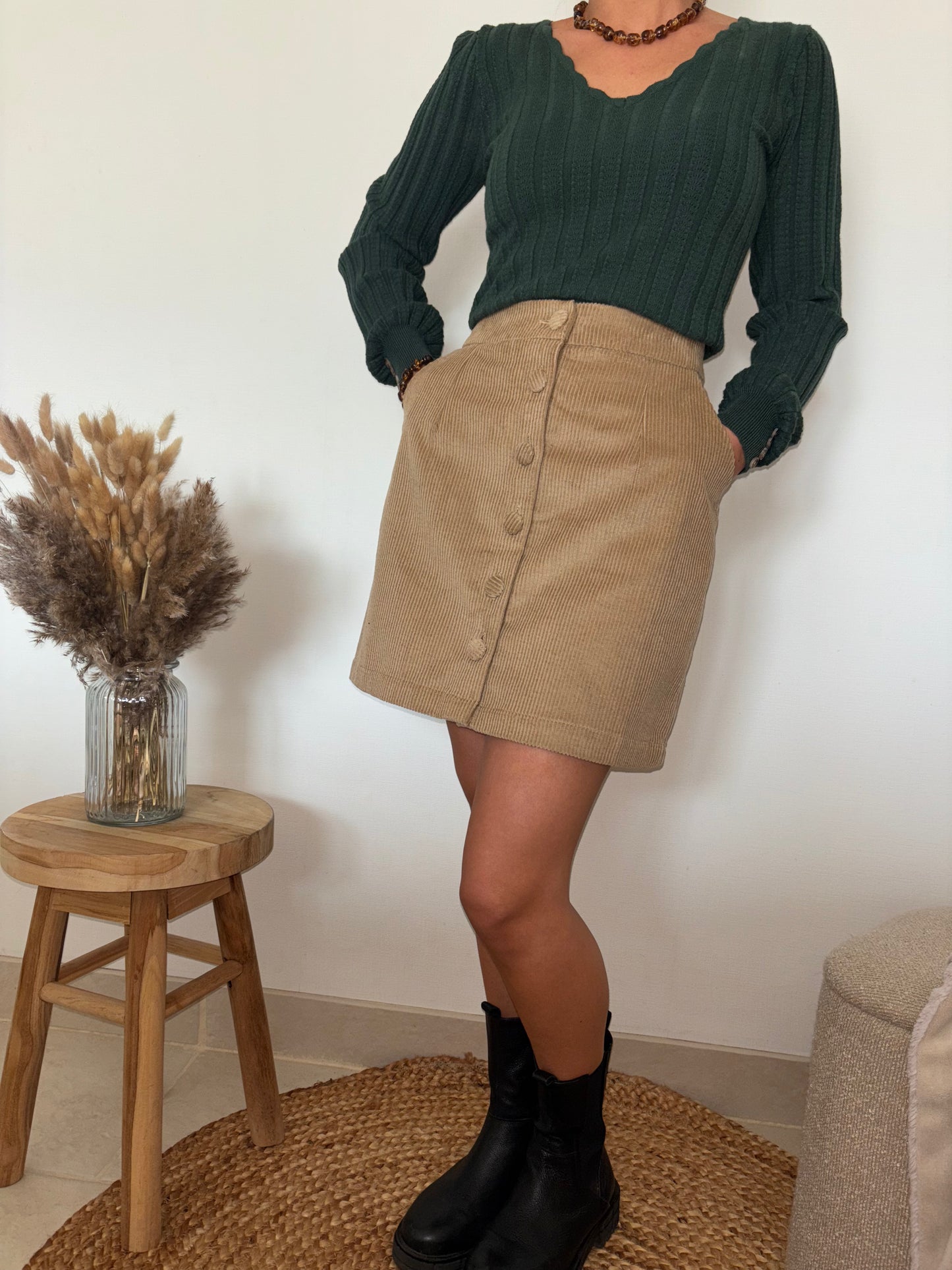 Jupe en velours côtelé