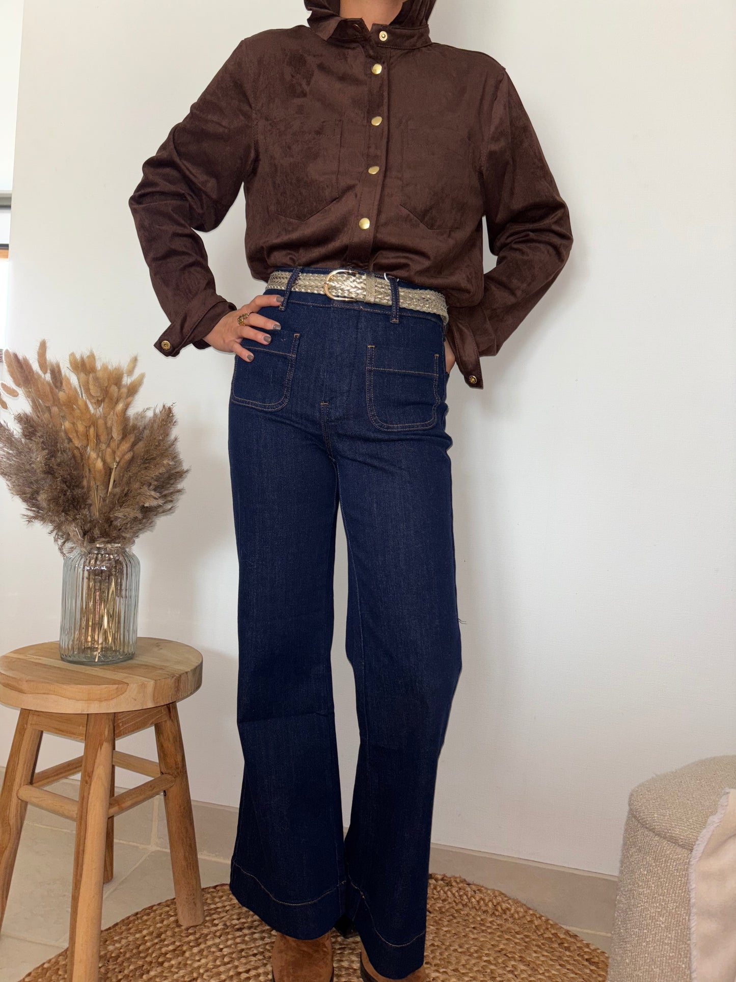 Chemisier chocolat avec col