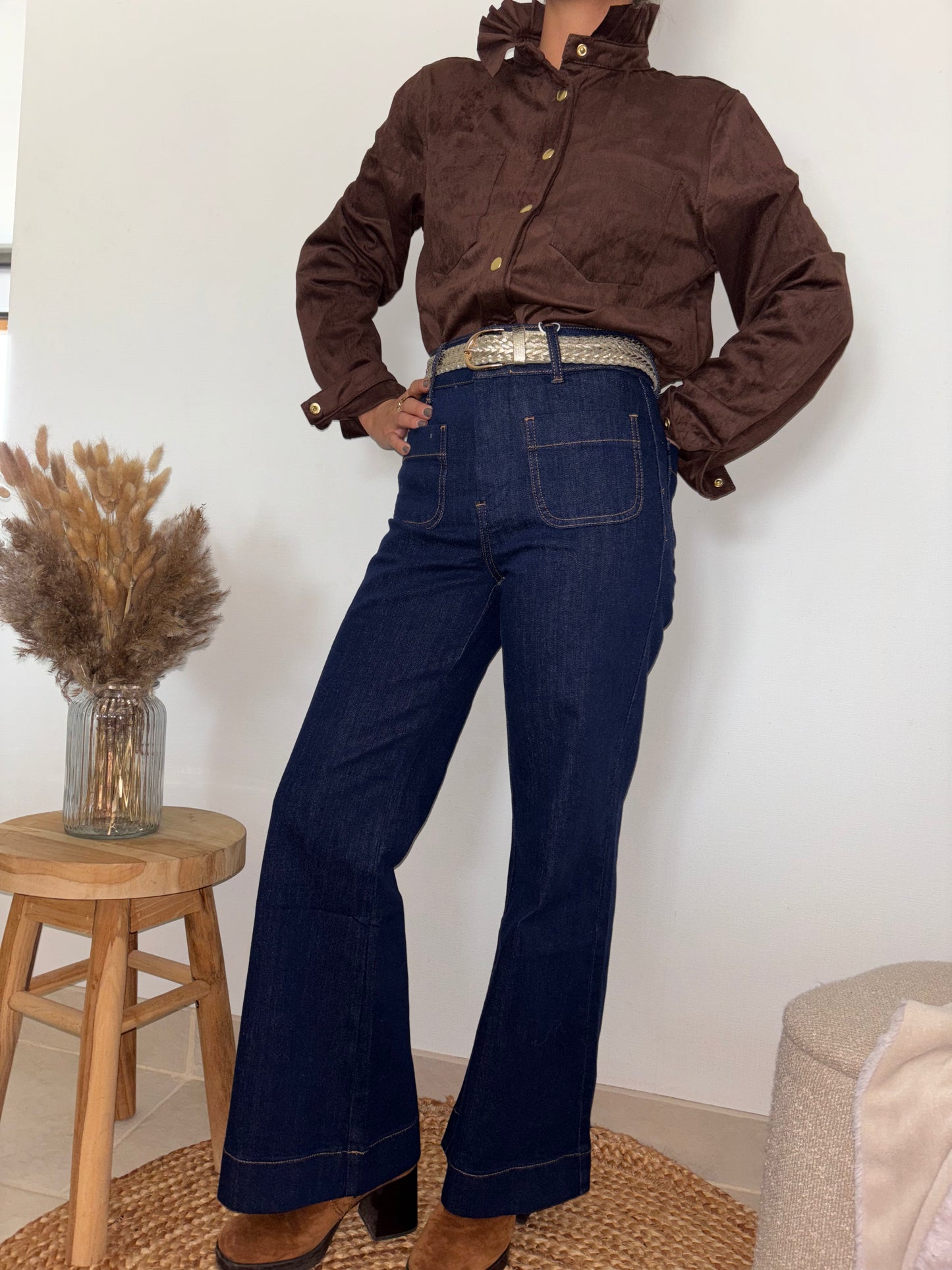 Chemisier chocolat avec col