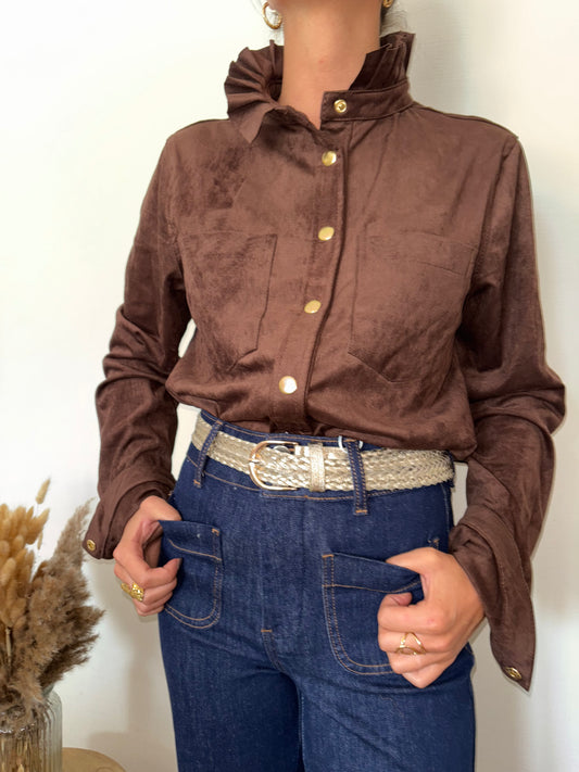 Chemisier chocolat avec col