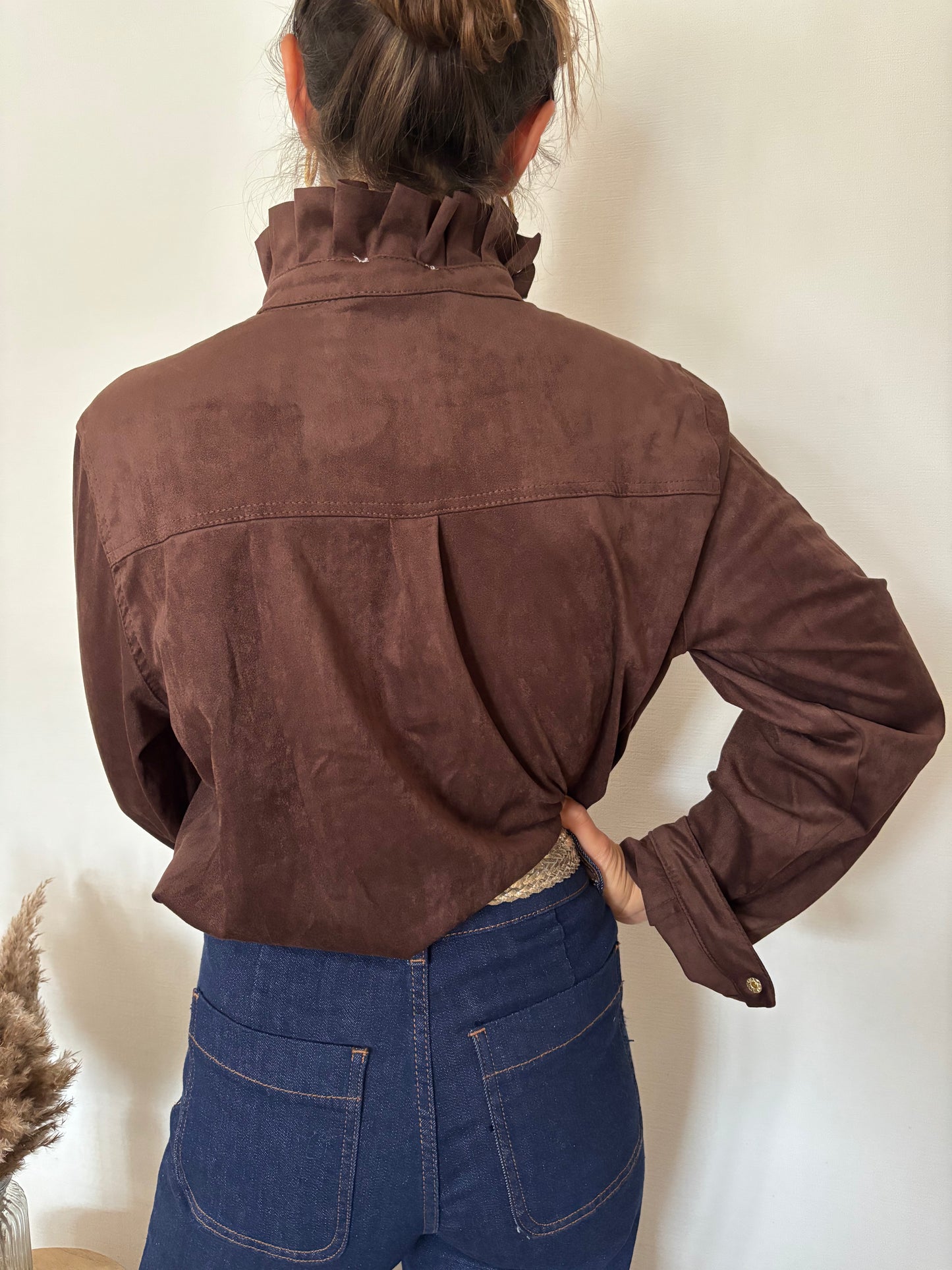 Chemisier chocolat avec col